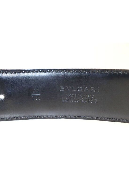 Bvlgari Leather Round Logo Buckle Silver Belt Black main image 8